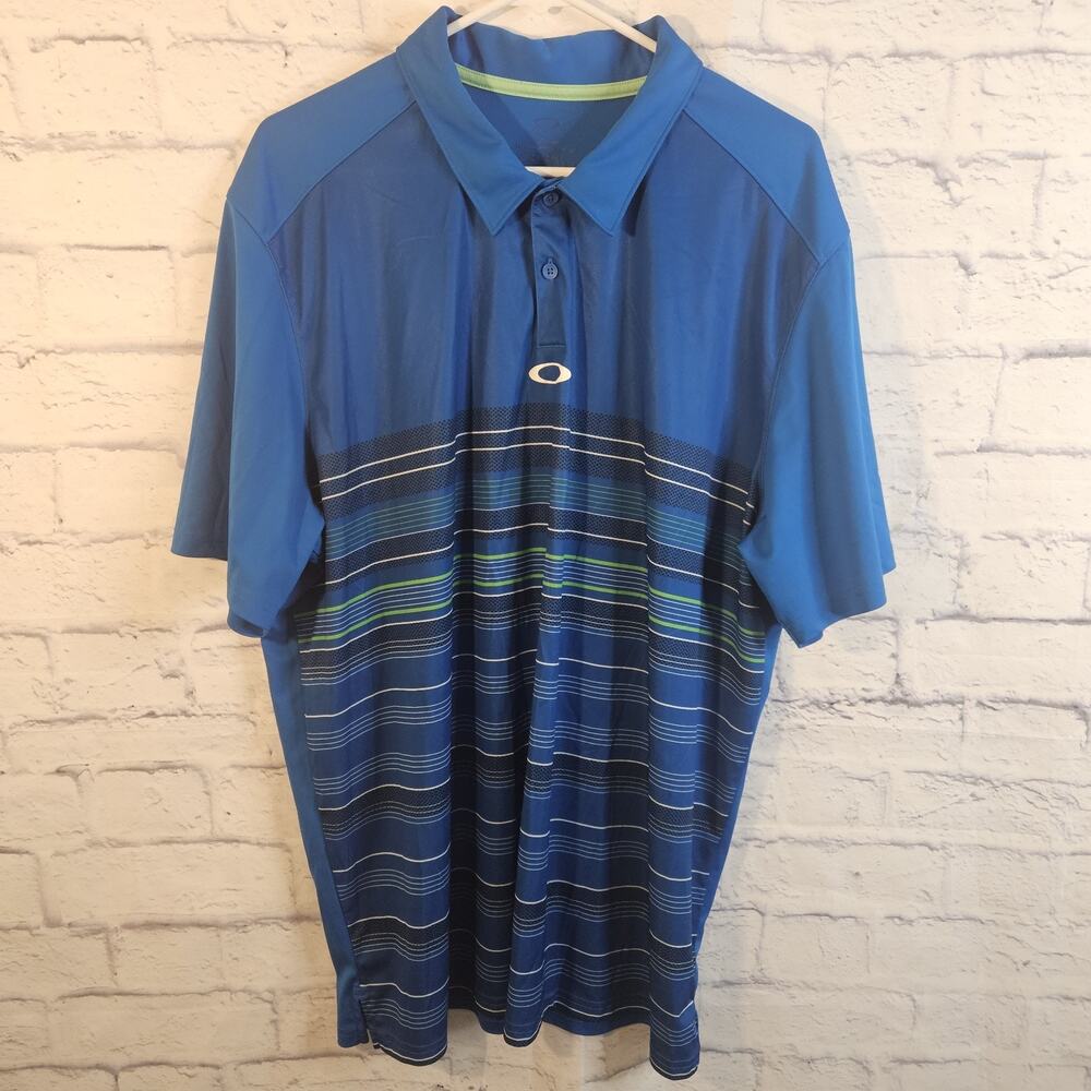 Oakley Men's Polo Shirt XXL 2XL Blue Short Sleeve Golf Regular